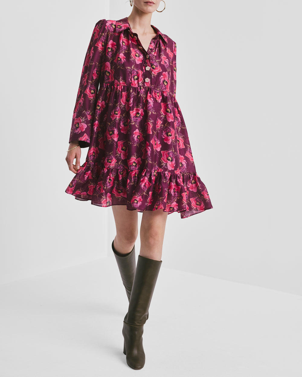 Striped Organza Shirt Dress Romace