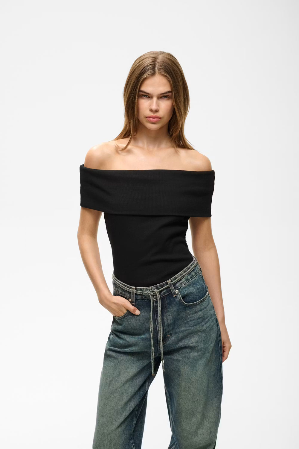 GZdrew Off Shoulder Top Black