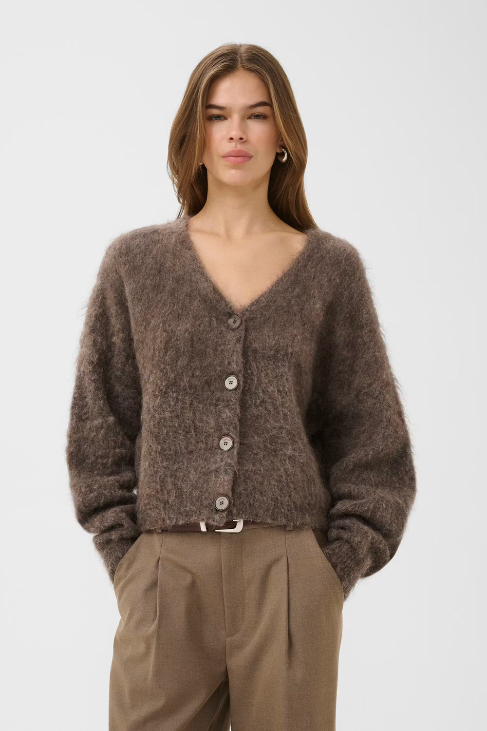 GZDebbie V Cardigan NOOS Chestnut Melange