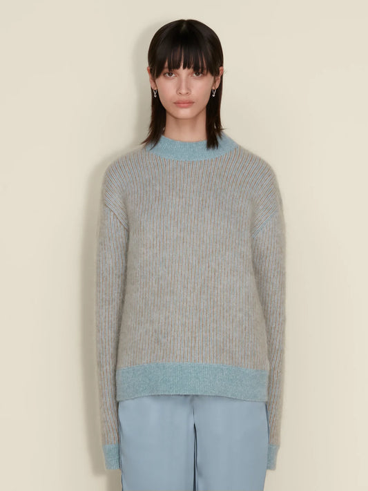 Holzweiler Anja Stripe Sweater Blue Stripe - hvittrad.no