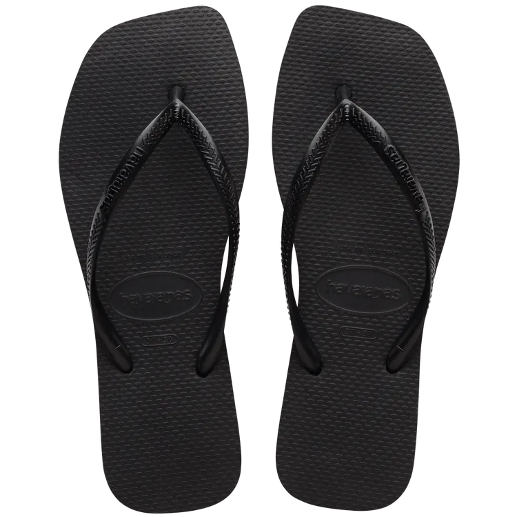 Slim Square Flip Flops Black