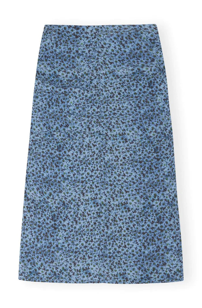 Printed Crepe Ruched Skirt Ice Water