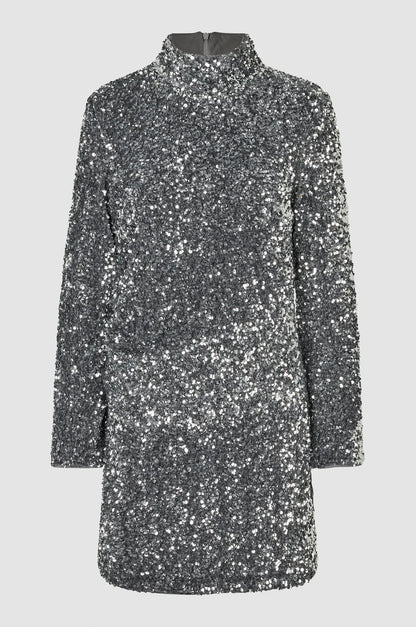 Second Female Shimmer Slim Dress Silver - hvittrad.no