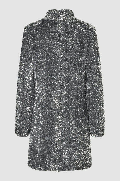 Second Female Shimmer Slim Dress Silver - hvittrad.no