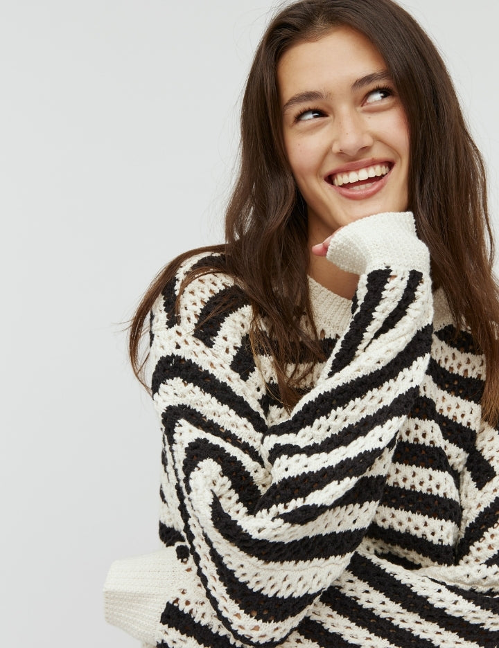 Mbym Atarah-M Kylo Knit Black Sugar Stripe - hvittrad.no