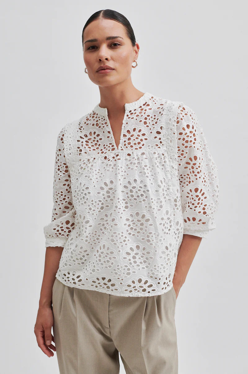 Second Female Stefanie Blouse White - hvittrad.no