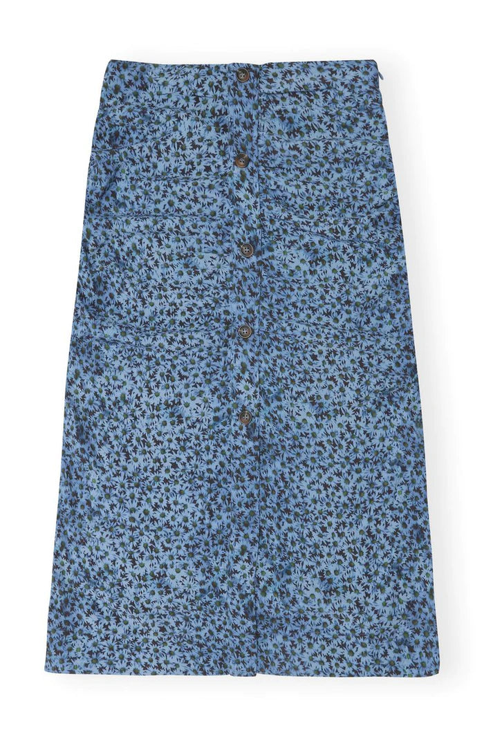 Printed Crepe Ruched Skirt Ice Water