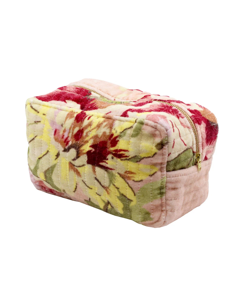 Cosmetic Bag Velvet Pink Flower Vine