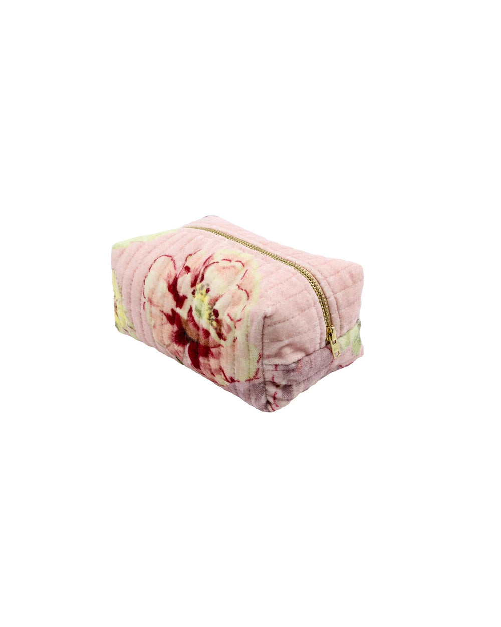 Makeup Bag Velvet Pink Flower Vine