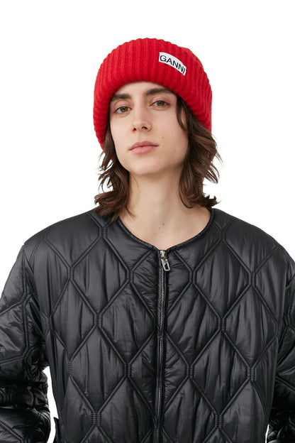 Structured Rib Beanie Racing Red