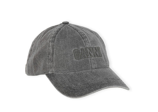 Ganni Cap Hat Denim Black - hvittrad.no