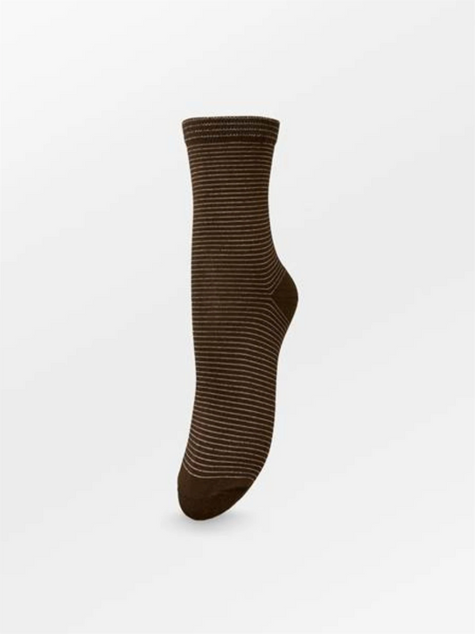 Dover Stripe Sock Deep Taupe - hvittrad.no