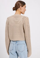 NORR Crome Knit Cardigan Beige Mélange - hvittrad.no