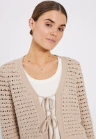NORR Crome Knit Cardigan Beige Mélange - hvittrad.no