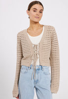 NORR Crome Knit Cardigan Beige Mélange - hvittrad.no