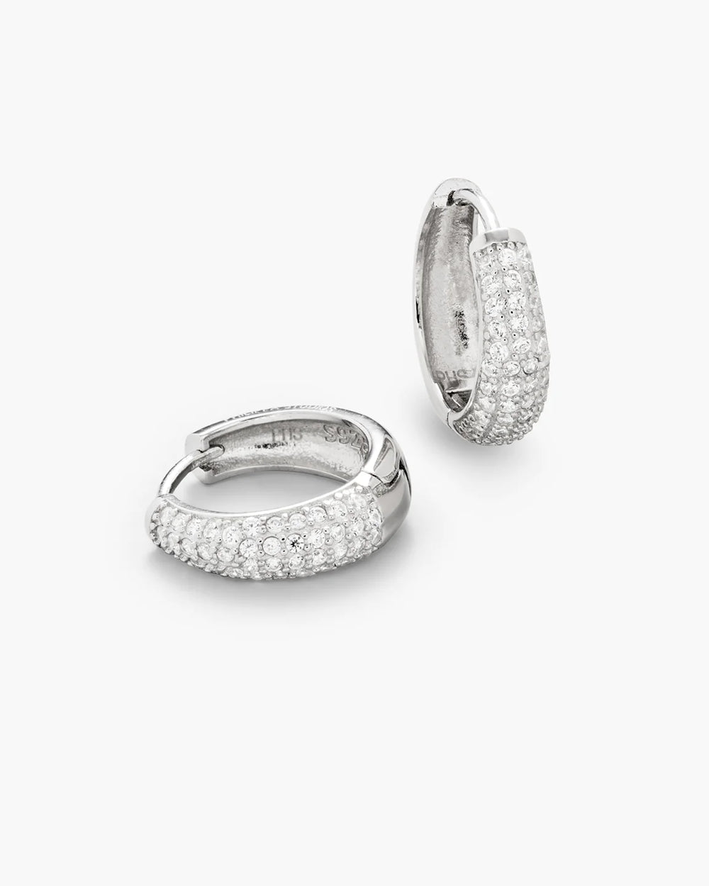 Dome Pave Hoops Large Silver