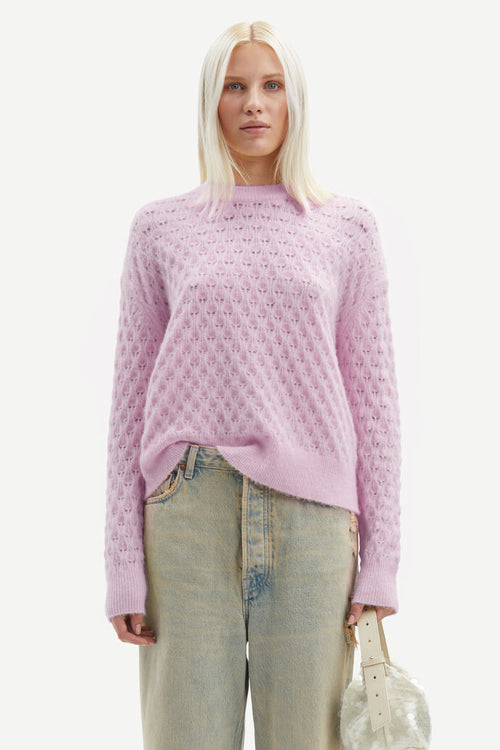 Saanour Pointelle Sweater 7355 Lilac Snow