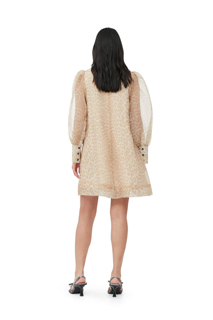 Organza A-shaped Mini Dress Oyster Gray