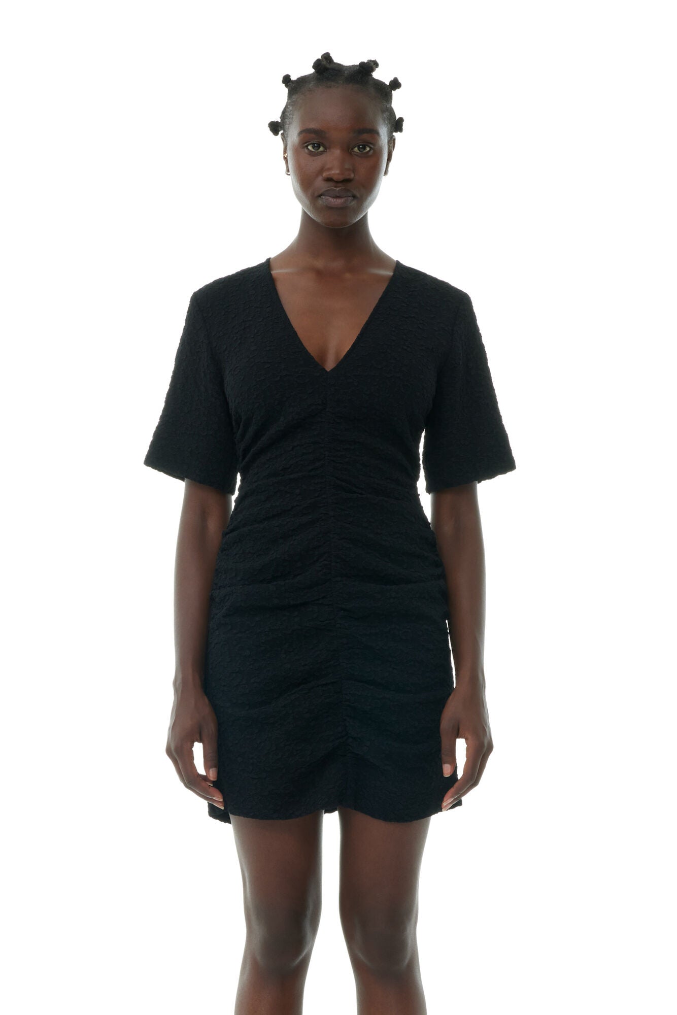 Ganni Textured Suiting Mini Dress Black - hvittrad.no