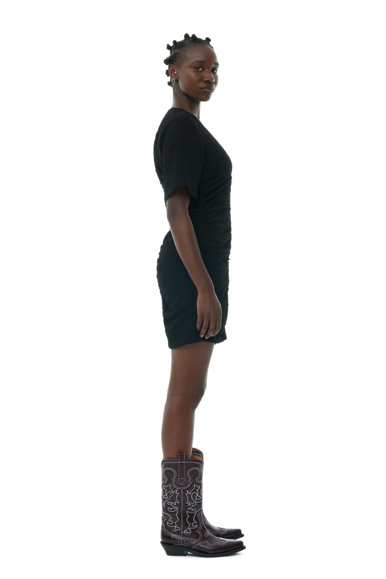 Ganni Textured Suiting Mini Dress Black - hvittrad.no
