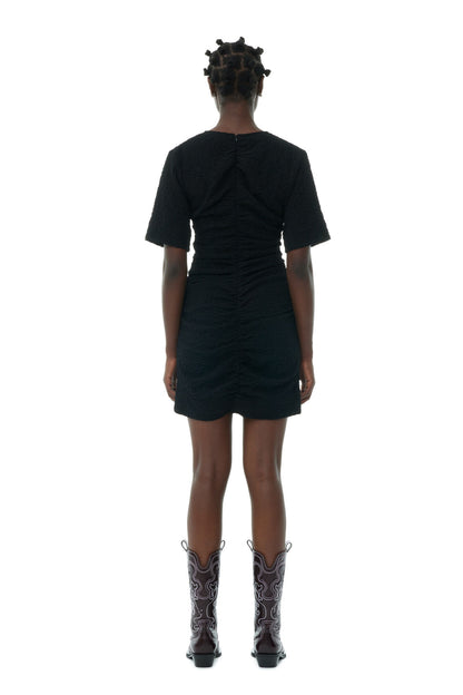 Ganni Textured Suiting Mini Dress Black - hvittrad.no