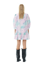 Ganni Printed Cotton Mini Shirt Dress Lilac Sachet - hvittrad.no