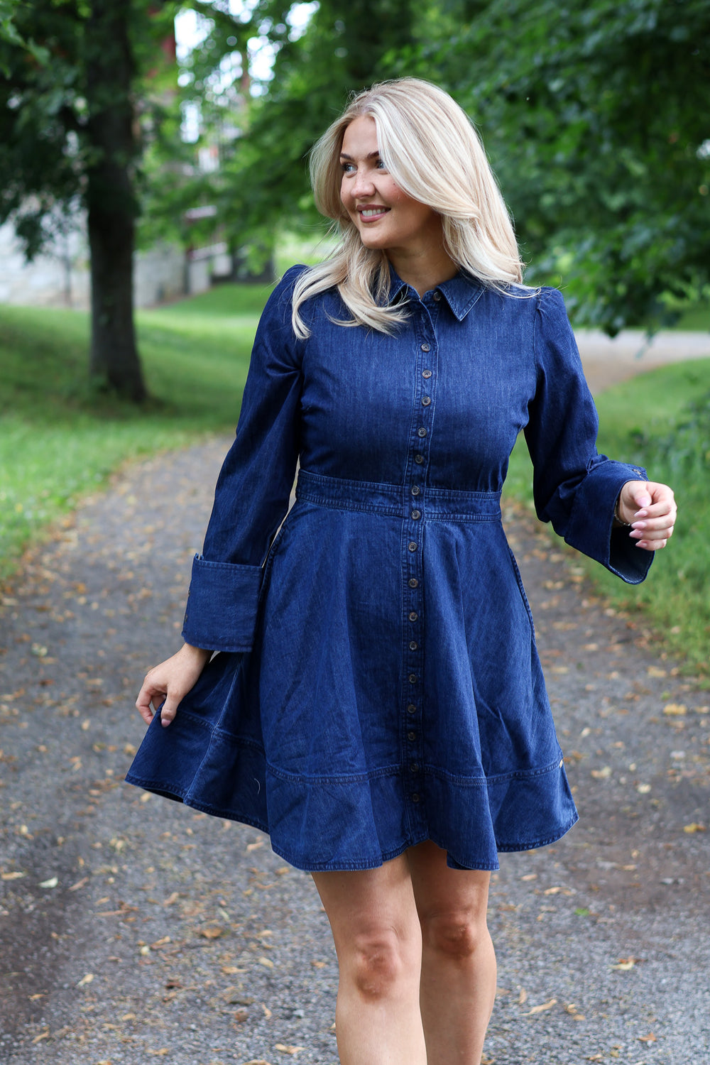 Denim Mini Dress Denim Blue