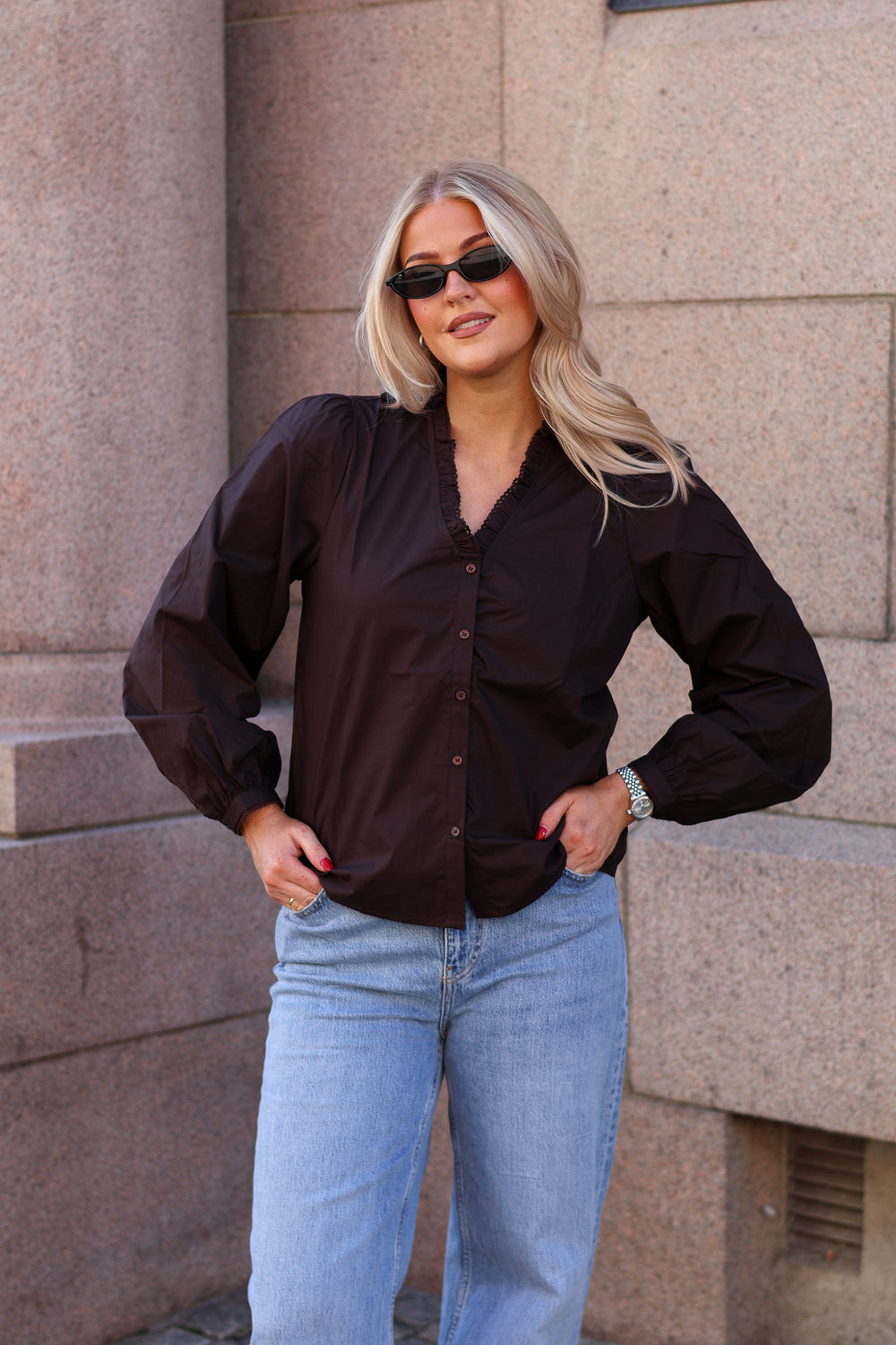 Ida Maja V Shirt Black Coffee