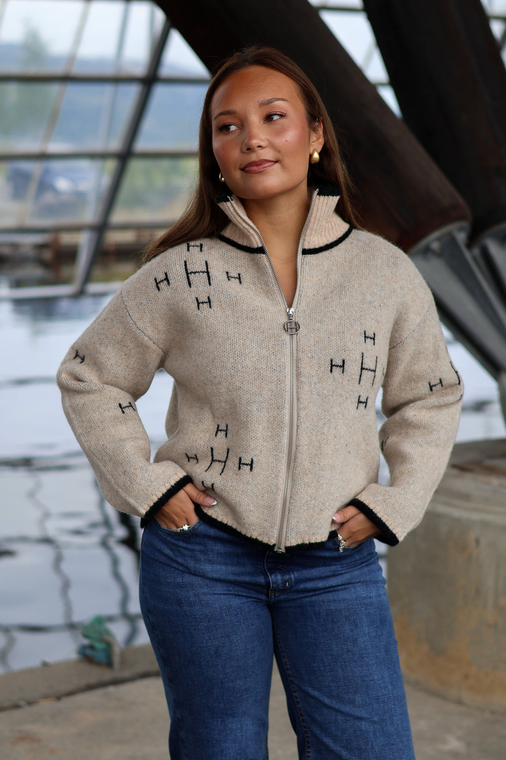 Iben Zip Jacket Light Beige Melange