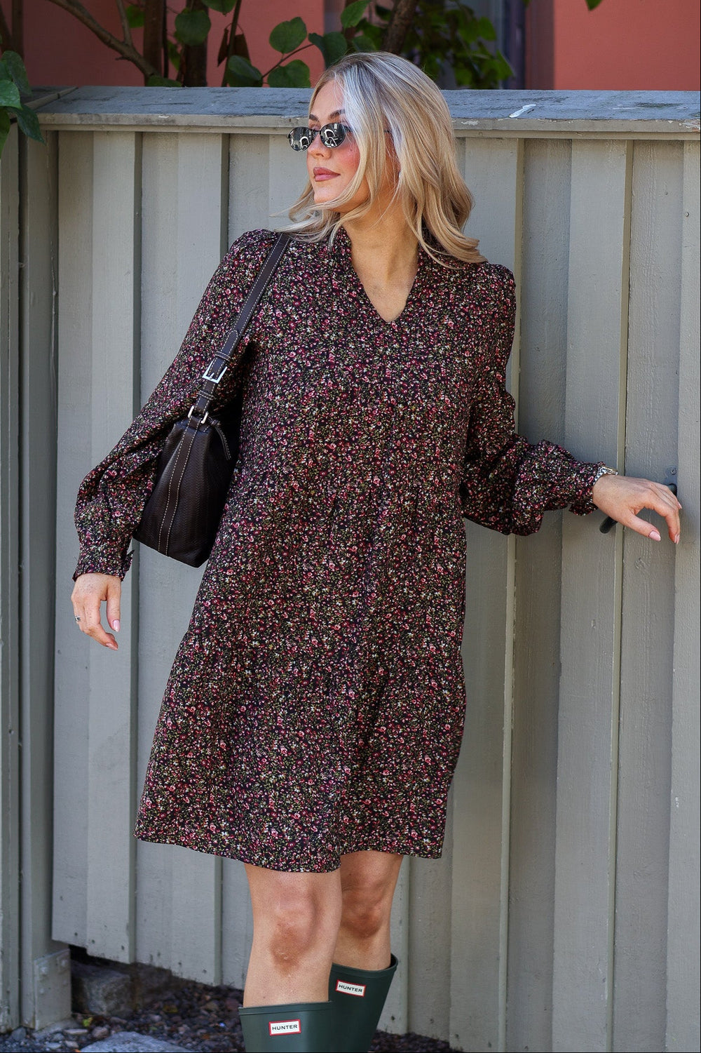 Alva Astrid Dress AOP Blk Coffee Flwr