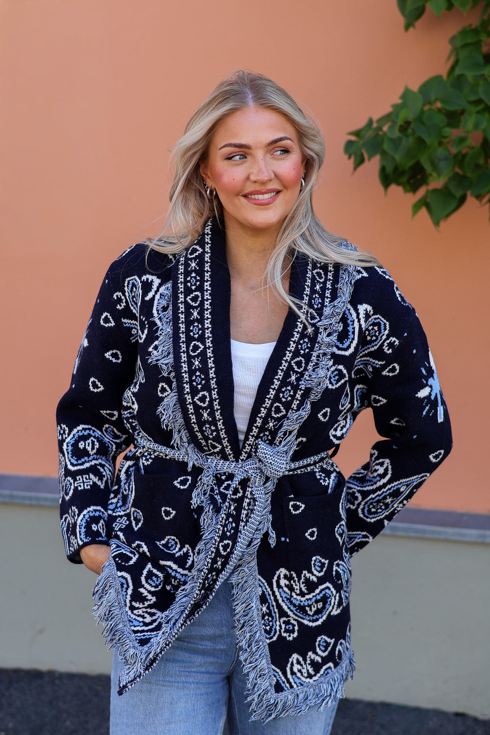Frynsejakke Navy