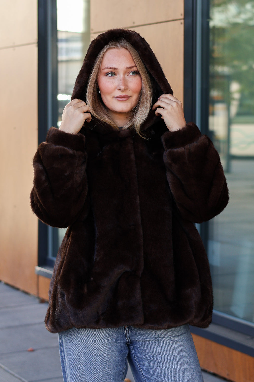 Velvet Fur Hoodie Cocoa