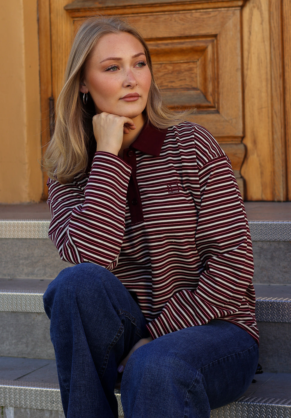 Elmer Polo Shirt Deep Plum Stripe