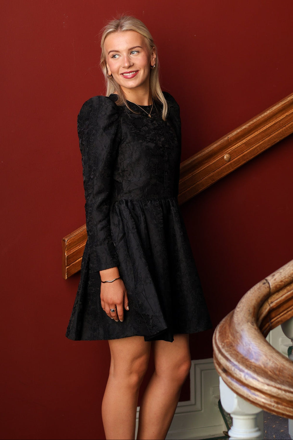 Brocade Mini Dress Black