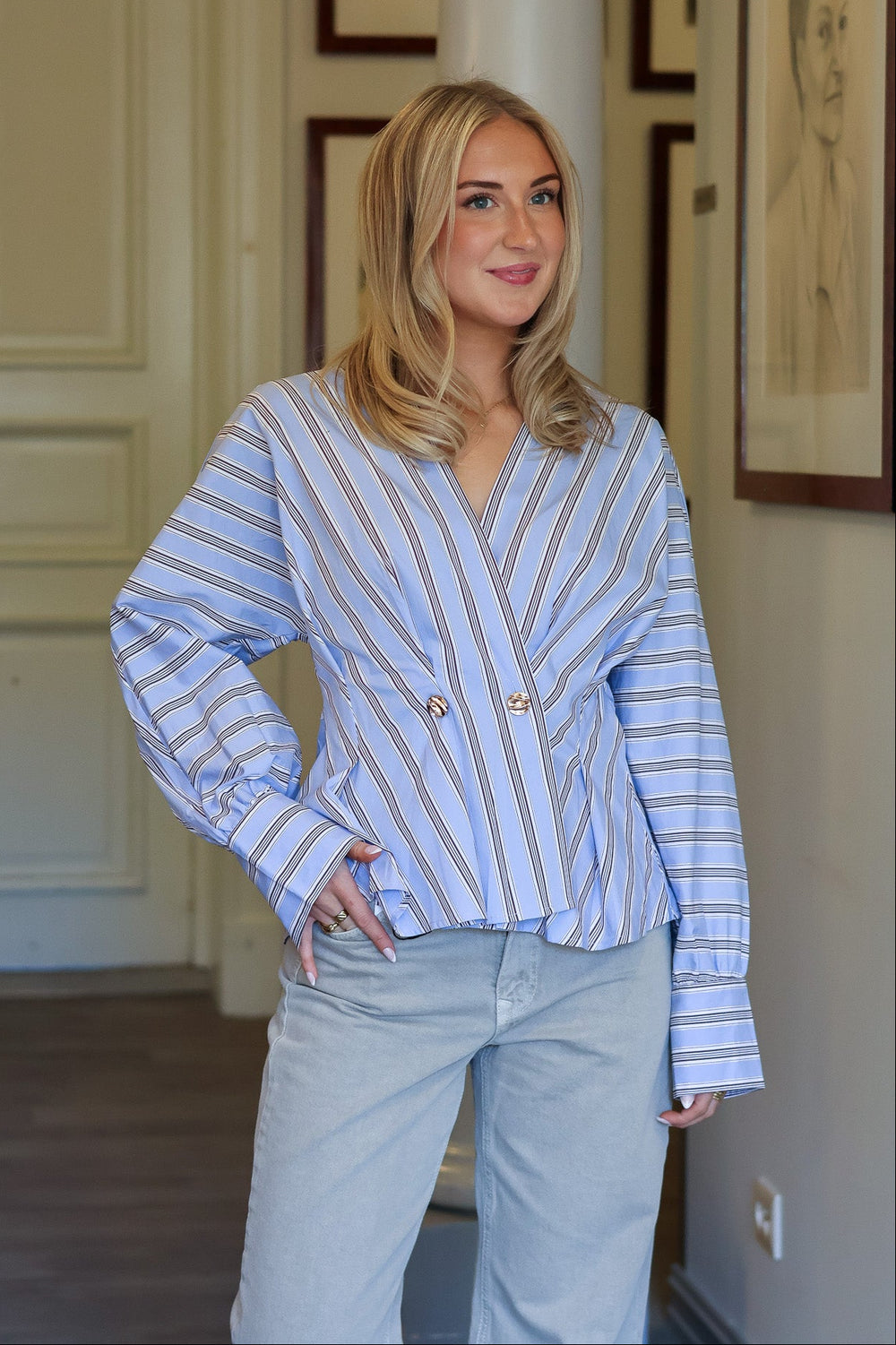 MieGO Blouse Blue / Brown Stripes