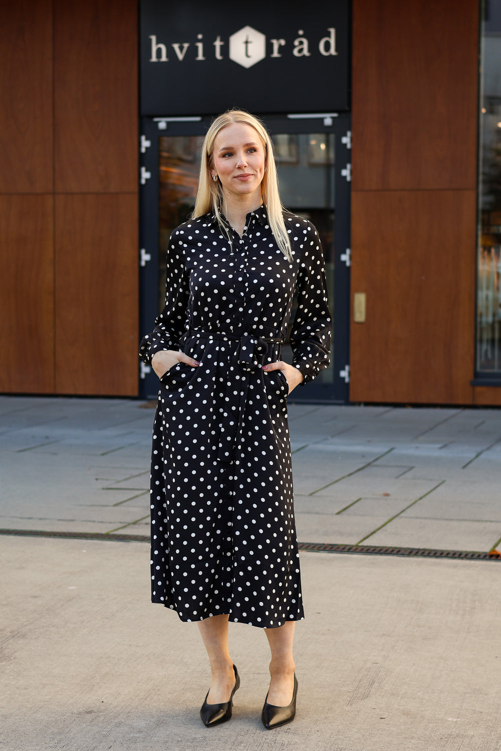 Trine Shirt Dress Black Dot