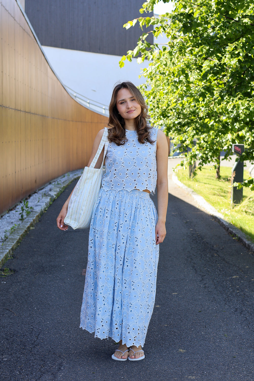 Broderie Anglaise Skirt Light Blue