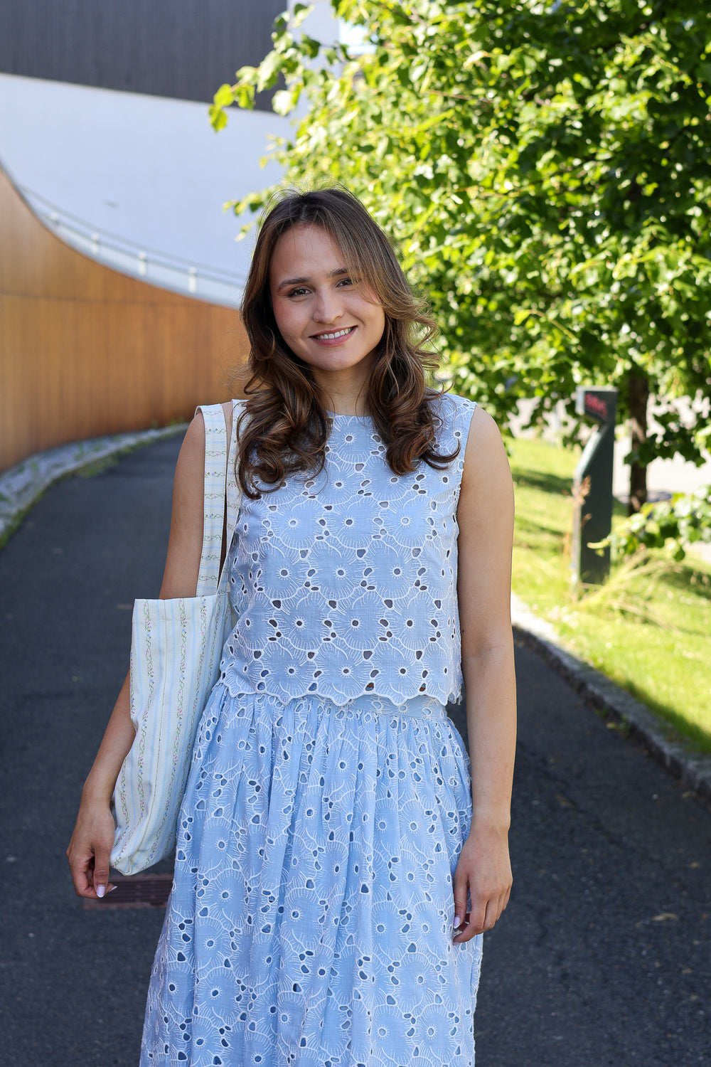Broderie Anglaise Top Light Blue