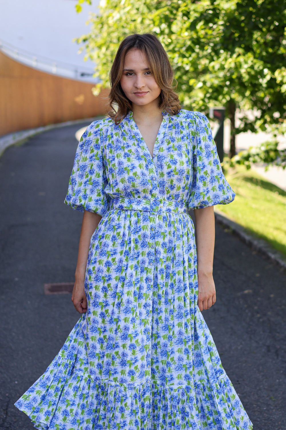 Twisted Midi Dress Peonies