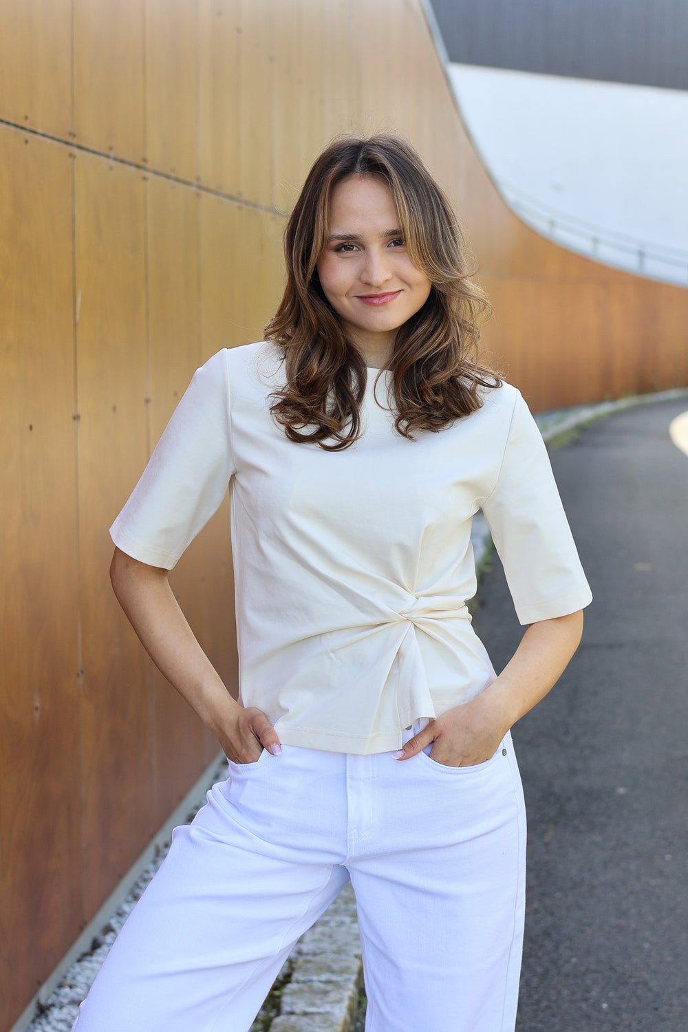 Arkai Drape Tee Eggnog