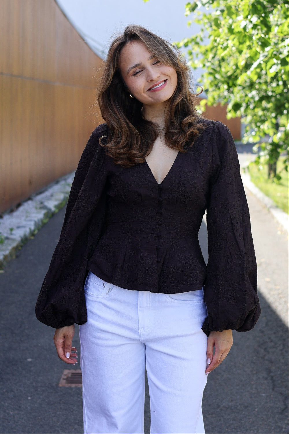 Palena Blouse Brown Embroidery