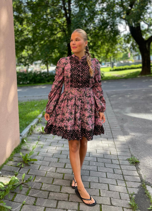 Décorated Poplin Belt Dress Petite Rose