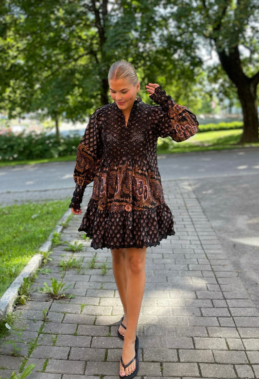 Décorated Poplin Shift Dress Paisley
