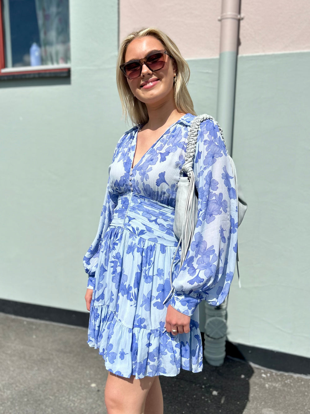 Chiffon Mini Dress Skye Blue