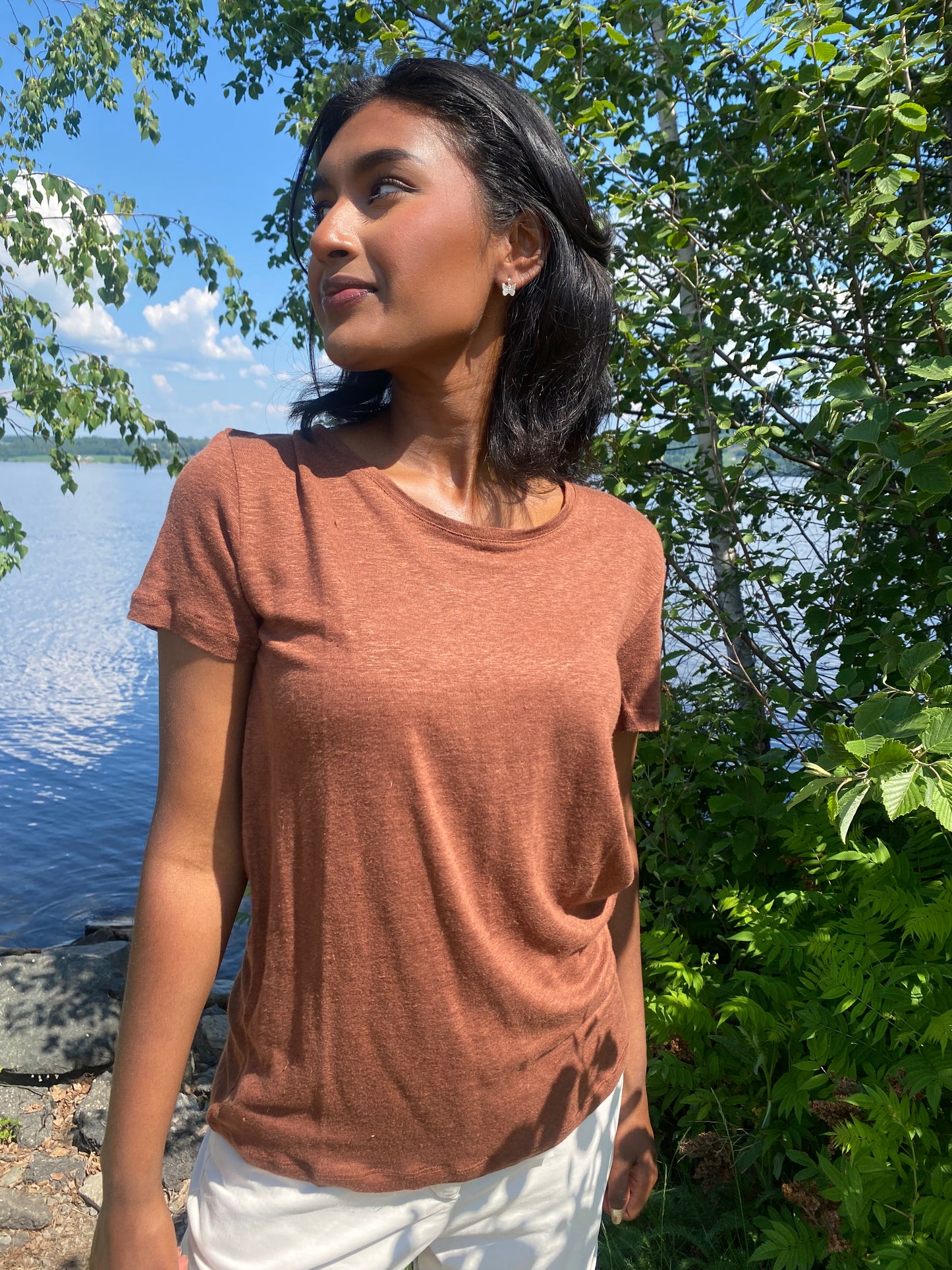 Peony O-Neck Tee Mink
