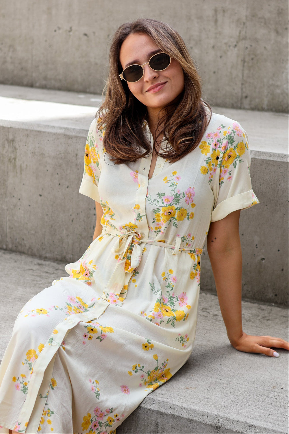 Irene 2/4 Shirt Dress AOP Mimosa Flower
