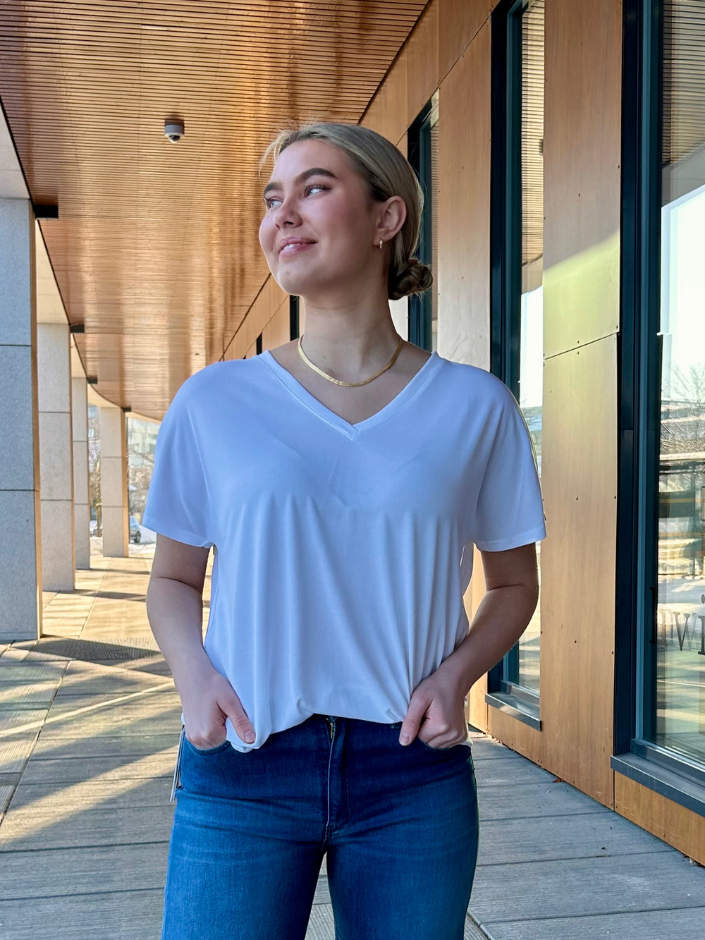 Fenya Modal V Neck Tee Bright White
