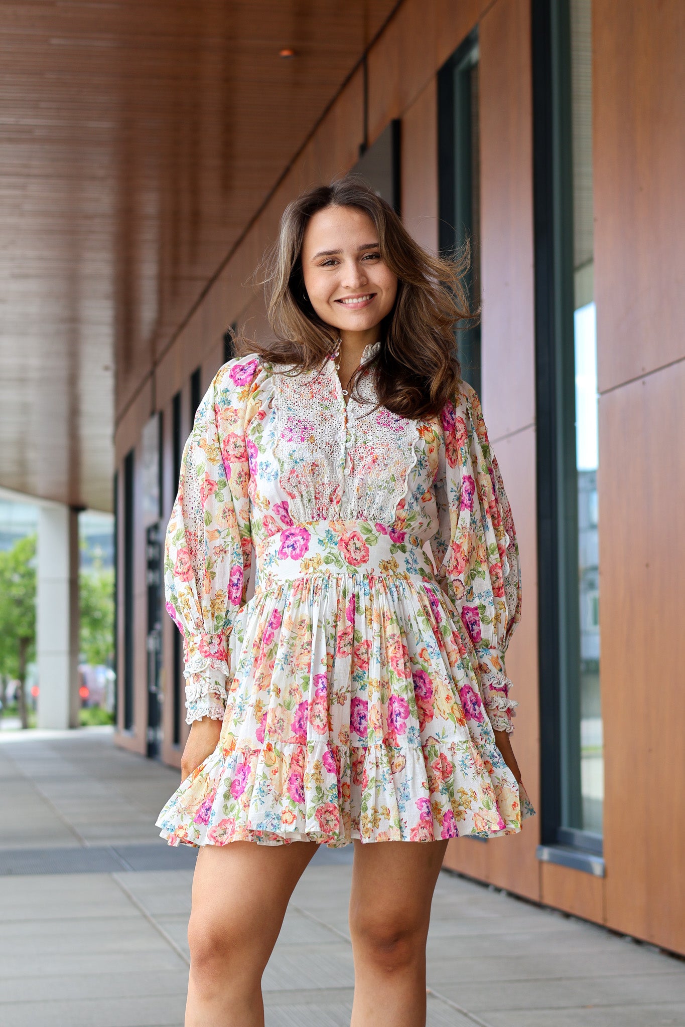 cotton slub mini dress Cotton Slub Mini Dress Flora – hvit tråd