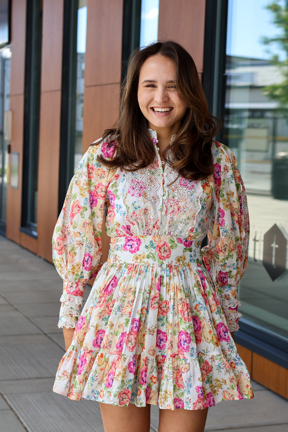 Cotton Slub Mini Dress Flora