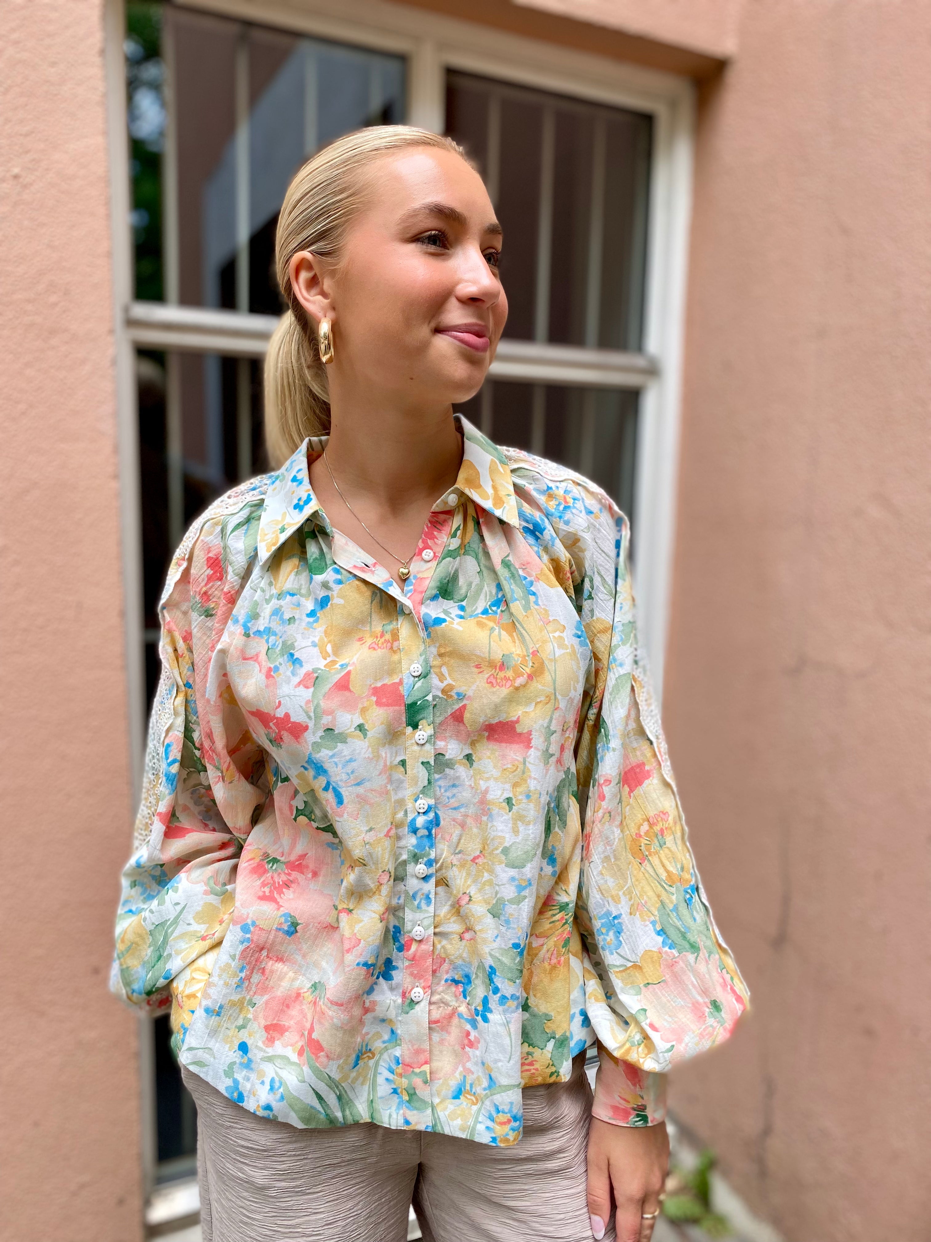 Cotton Slub Top in Blooming Pastels Cotton Slub Top in Blooming Pastels